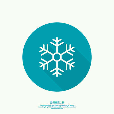 Vector button with snowflake. Icon weather. Flat style with long shadowのイラスト素材