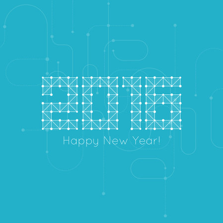 2016 Happy New Year. Abstract background with net structure.  Square triangular pattern with lines...