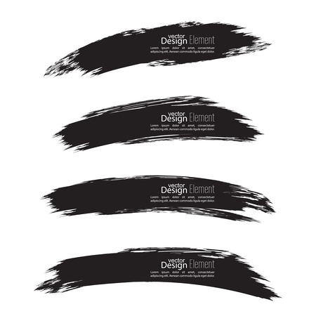 Set of hand drawn grunge brush smears. dark colorのイラスト素材