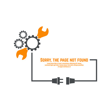 connection error. Abstract background with wire plug and socket. Sorry, page not found. vector.のイラスト素材