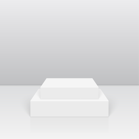 Pedestal for display. Platform for design. Realistic 3D empty podiumのイラスト素材