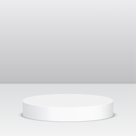 Round pedestal for display. Platform for design. Realistic 3D empty podiumのイラスト素材