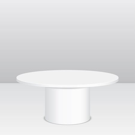 Round pedestal for display. Platform for design. Realistic 3D empty podiumのイラスト素材