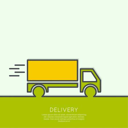 Freight transport. Concept delivery service. Truck delivers the goods. Outline. minimal.のイラスト素材