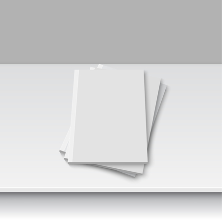 Blank empty magazine or book template lying on a gray background. vectorのイラスト素材