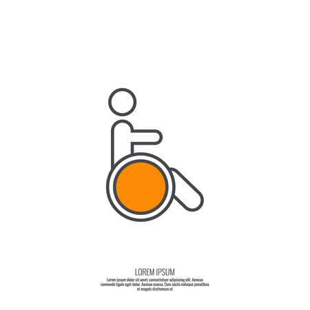 Symbol man on the wheelchair. Limited capacity, parking, toilet for the disabled. minimal. Icon, pictogramのイラスト素材