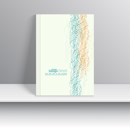 Magazine Cover with curved lines, dot and particle. For book, brochure, flyer, poster, booklet, leaflet, cd cover design, postcard, business card, annual report. vector. abstract backgroundのイラスト素材