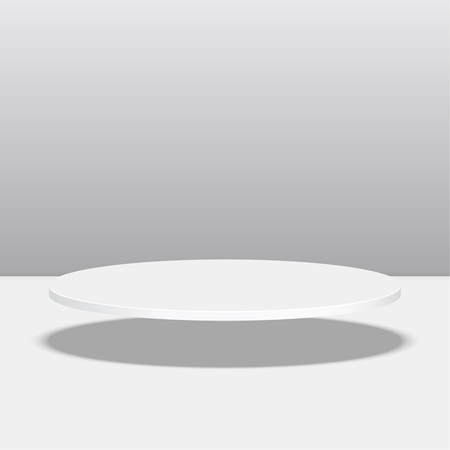 Round floating pedestal for display. Platform for design. Realistic 3D empty podiumのイラスト素材
