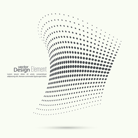 The dynamic object curved waves. halftone. Dots of various diametersのイラスト素材