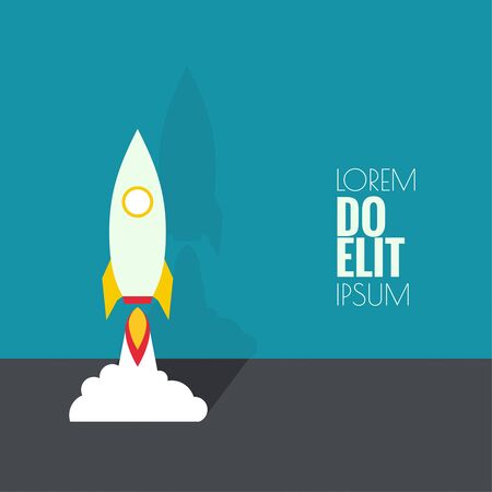 Icon for a start up business project.The launch with clouds of smoke. flat design.  minimal.のイラスト素材