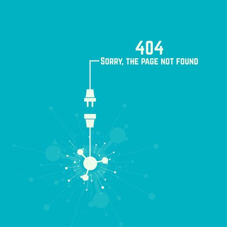 404 connection error. Abstract background with wire plug and socket. Sorry, page not found. vector. The explosion of molecules, scattering particles.のイラスト素材
