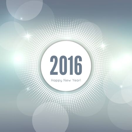 Abstract blurred vector background with sparkle stars. Happy New Year 2016. Round banner with rays.  frames, vintage labels. vectorのイラスト素材