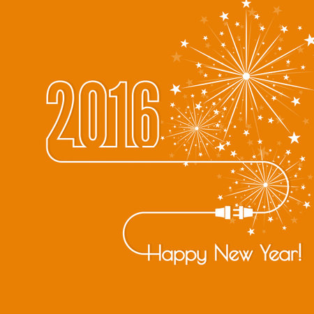 Connecting to the new year 2016. creative happy new year design. Flat design with shadow. Outline....
