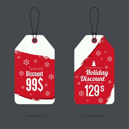 Set price tag with smear watercolor painting. special price, holiday discount and. Christmas tree, Christmas discounts. redのイラスト素材