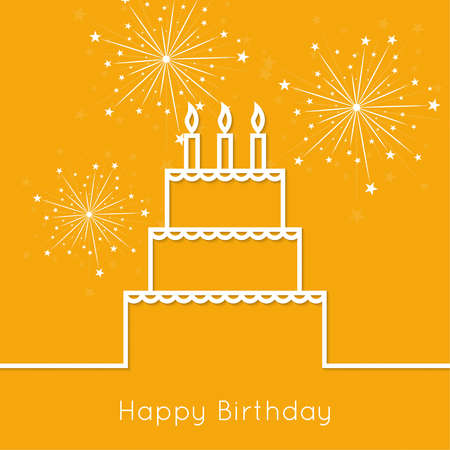 Abstract background with birthday cupcake and lighted candle. Outline. minimal.のイラスト素材