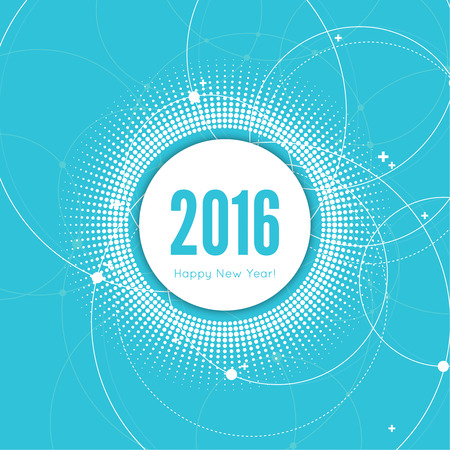 Round banner with rays. happy new year 2016. Decoration collection. frames, vintage labels. blueのイラスト素材