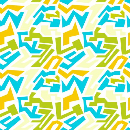 Vector seamless pattern with multi-colored geometric shapes of irregular shape. Seamless Texture. yellow, blue, greenのイラスト素材