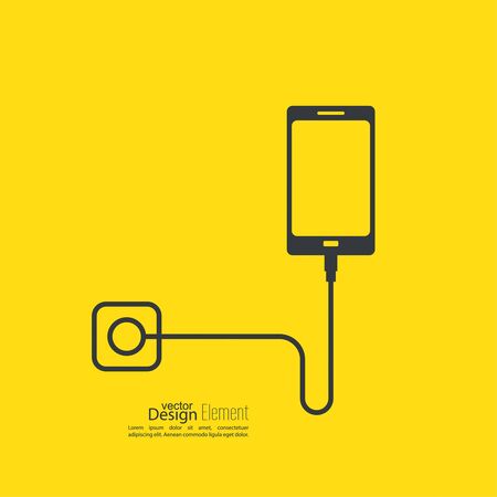 Abstract background with charge mobile phones. The charge from the power outlet usb by cableのイラスト素材
