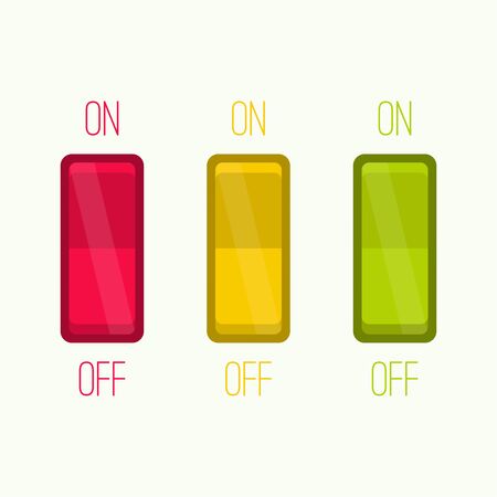 Wall Switch on, off position. Button. ui interface. traffic light, stoplight conceptのイラスト素材
