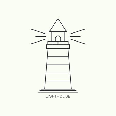 Abstract background with  luminous lighthouse. Flat design. minimal, outline.のイラスト素材