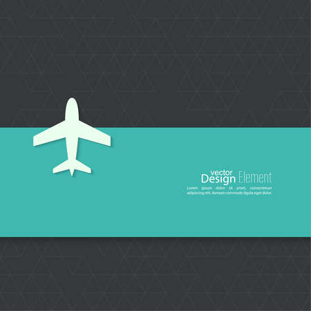 Icon airplane and banner for text. minimal.のイラスト素材