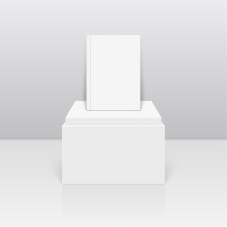 Empty blank on column podium. Vector pillar pedestal. Magazine, book, brochure, flyer, a4 letterhead, folder, leaflet, booklet.のイラスト素材