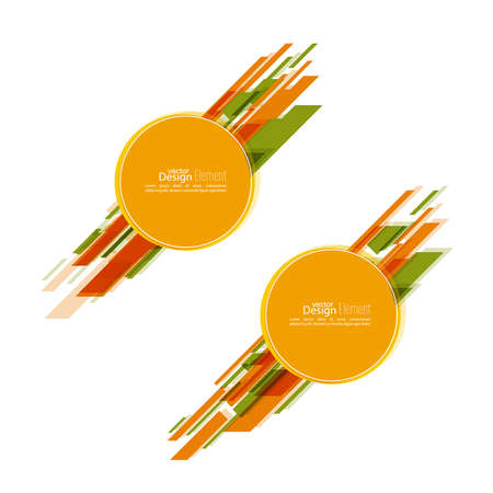 Abstract background with a round banner and dynamic diagonal stripes.  Vector. Yellow, orange, red, greenのイラスト素材