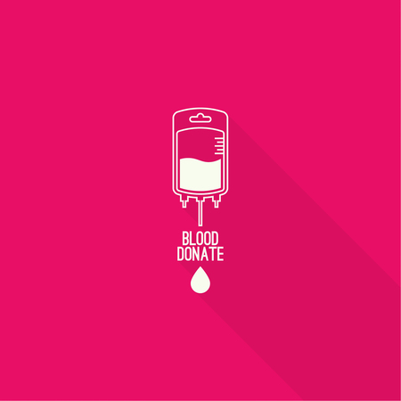 Abstract background with blood bag. A blood donation. Vector image help the sick and needy. dropper with drop of blood. Icon blood bag donation with heart. Logo. Poster.のイラスト素材