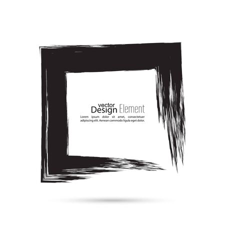 Hand drawn square, photo, foto frame. Text box smears. Vector Black border. Grunge banner.のイラスト素材