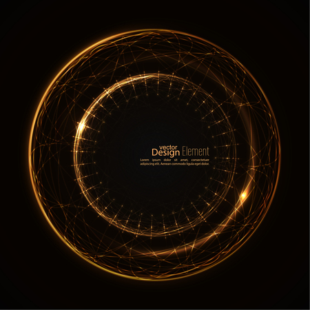 Abstract background with luminous swirling backdrop. Intersection curves. Glowing spiral. The energy flow tunnel. Vector. yellow, goldのイラスト素材