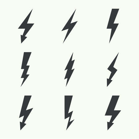 Vector set of  thunder lighting icons.  electric lightning. Dangerのイラスト素材