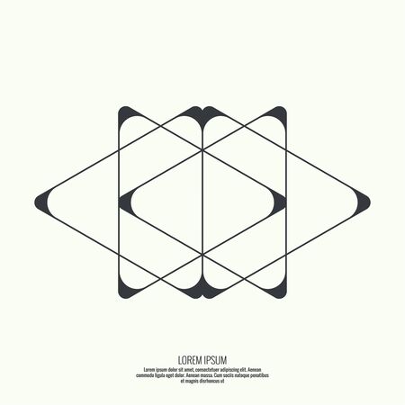 Abstract background with intersecting geometric shapes. Triangle geometry. Badge, monogram, banner. Black and Whiteのイラスト素材