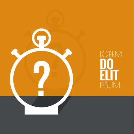 Timer with a question. Quiz. The concept is the question with the answer. Flat design with  shadow on  wallのイラスト素材