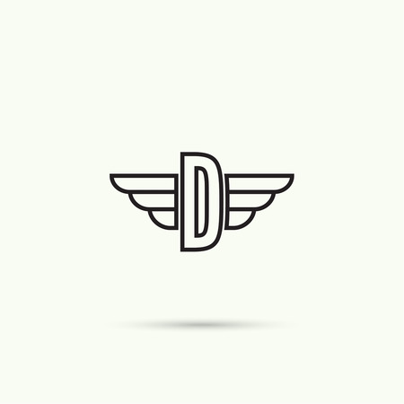 Elegant dynamic alphabet letters with wings. Monogram wing logo mockup. Creative design element. Corporate branding identity. Vector template. Letter dのイラスト素材