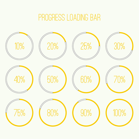 Set of vector downloaders. progress bar and loading icon. ui preloader web elements. Percent loading segments. Vector loading percentage. Round  circular loader barのイラスト素材