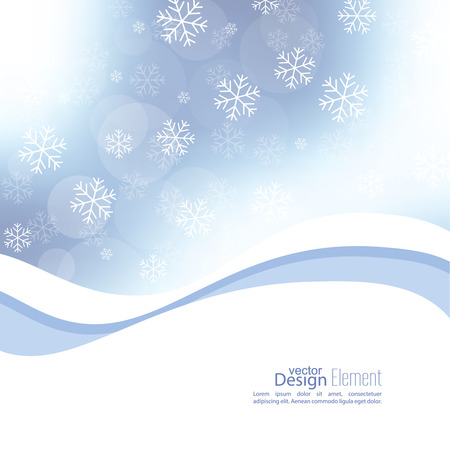 Gentle soft winter abstract background with falling scatter snowflakes, ice crystals and sparkles, glint, twinkle. Elegant blurry backdrop for festive decoration. Vector.のイラスト素材