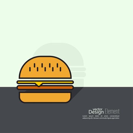 Hamburger icon on background. Fast Food. Calories and fatty foods. minimal.  Burgerのイラスト素材