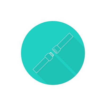 Vector thin line icon safety belt. Clasp. Simple mono linear pictogram. symbol of the security. web button in flat style with long shadowのイラスト素材