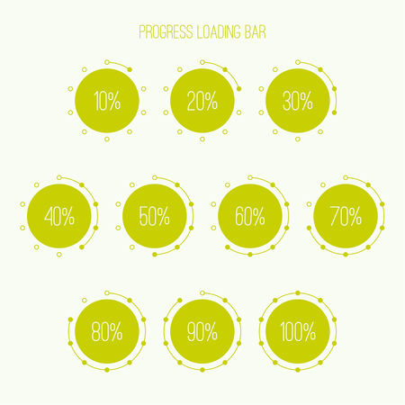 Set of vector downloaders. progress bar and loading icon. ui preloader web elements. Percent loading segments. Vector loading percentage. Round  circular loader barのイラスト素材