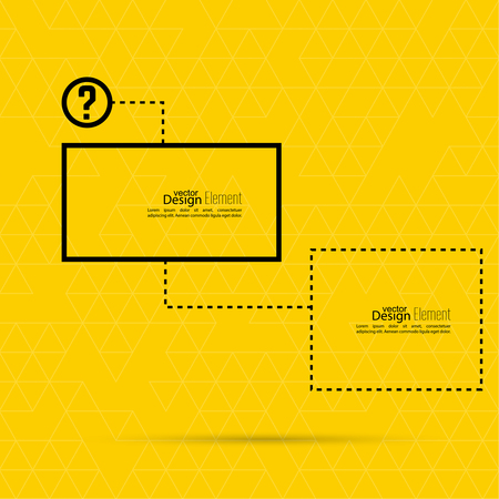 Question mark blank template. Help symbol. FAQ sign icon. Empty vector form.  information, text box, textbox on yellow background. Speech Bubbles.のイラスト素材
