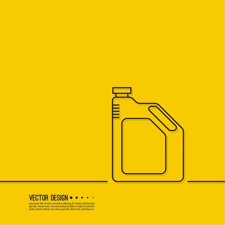 Canister under engine oil. Modern thin line icon. outline symbol. Vector. Can for lubricating material. The concept of service oil change, repair. linear styleのイラスト素材