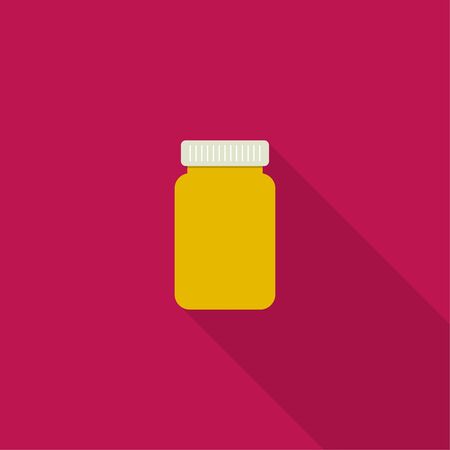 Pill bottle isolated icon on white background. Pill bottle for capsules. Medical container. vector illustration.のイラスト素材