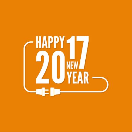 Happy new year 2017 theme. for greeting card, flyer, invitation, poster, brochure, banner, calendar, Christmas Meeting events Vector Outline plug with socketのイラスト素材