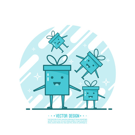Trendy vector icon giftbox with ribbons.のイラスト素材