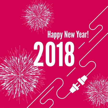 Connecting to new year on plain background.のイラスト素材