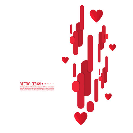 Abstract valentines day greeting card design isolated on whiteのイラスト素材