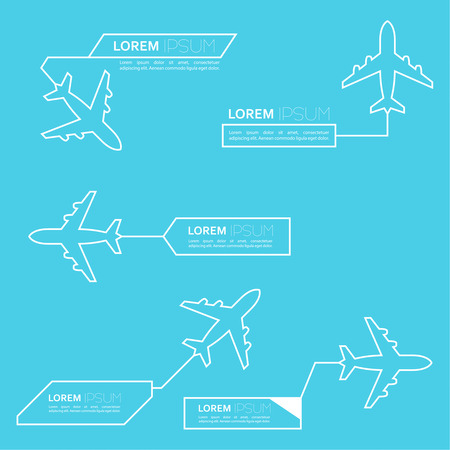 Digital callouts titles with aircraft. Set of vector templates, modern banners of lower third.のイラスト素材