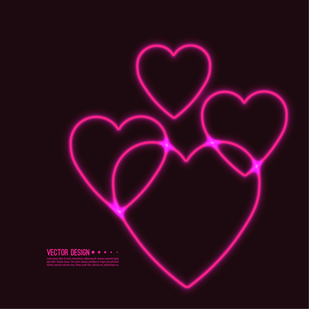 Neon glowing heart.のイラスト素材