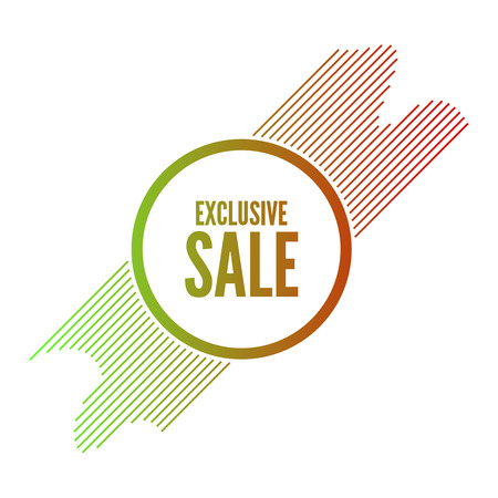 Multicolored gradient circle banner exclusive sales with diagonal lines. Stylish vector illustration.のイラスト素材