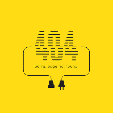 404 connection error. Abstract background with wire plug and socket. Sorry, page not found. vector.のイラスト素材